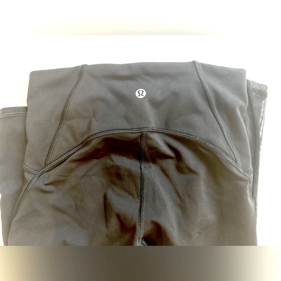 Lululemon EUC Swift speed luxtreme black crop tight, sheer leg cutout, midrise,2 - Picture 2 of 6